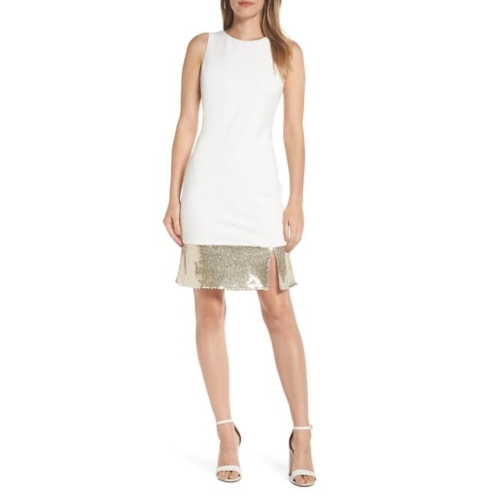 Harper Rose Sequin Hem Embellished Sheath Dress